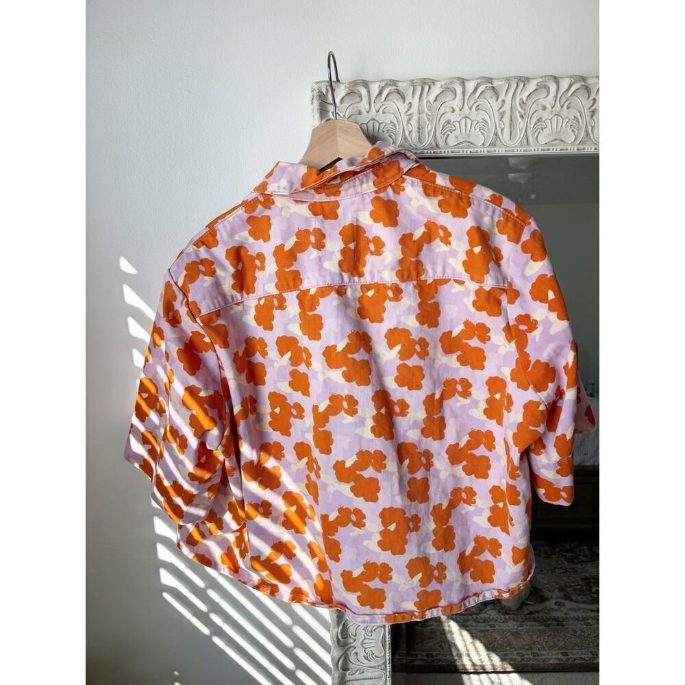 Zara Cropped Denim Floral Jacket Top - Picture 5 of 6